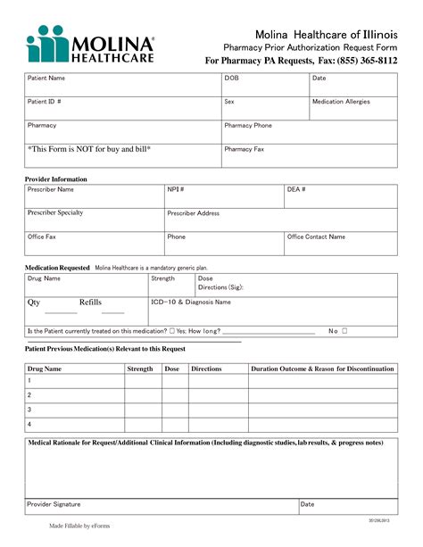 Medicaid - Prior Authorization Form. . Molina prior auth